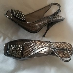 Ladies clear peep toe bling heels